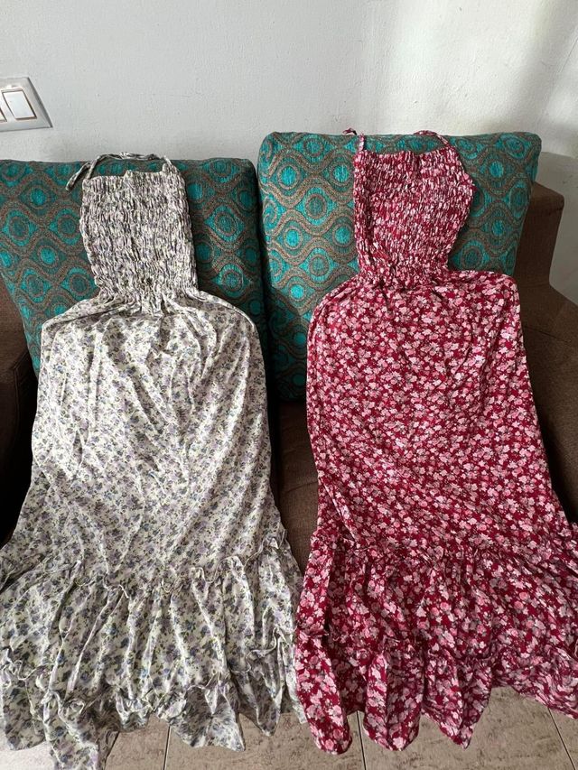 Vestido floral - Blanco y morado