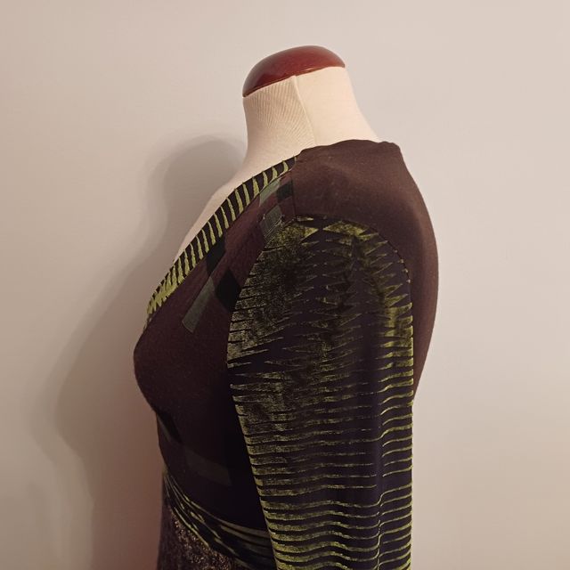 Vestido terciopelo verde oliva y negro