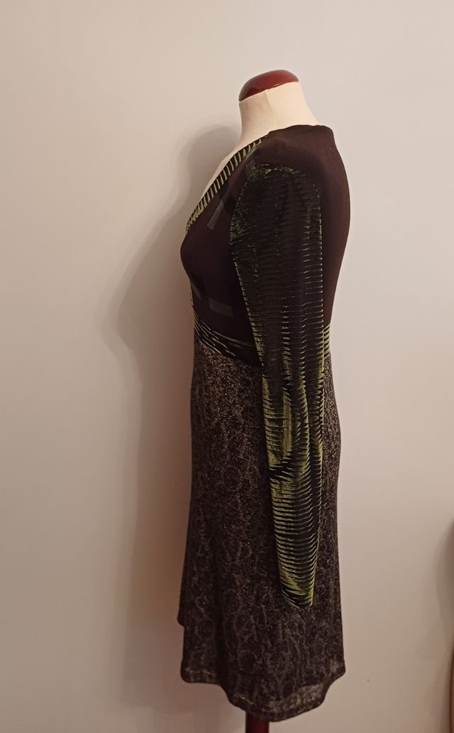 Vestido terciopelo verde oliva y negro