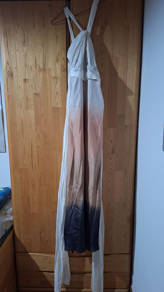 Vestido largo beige-marrón