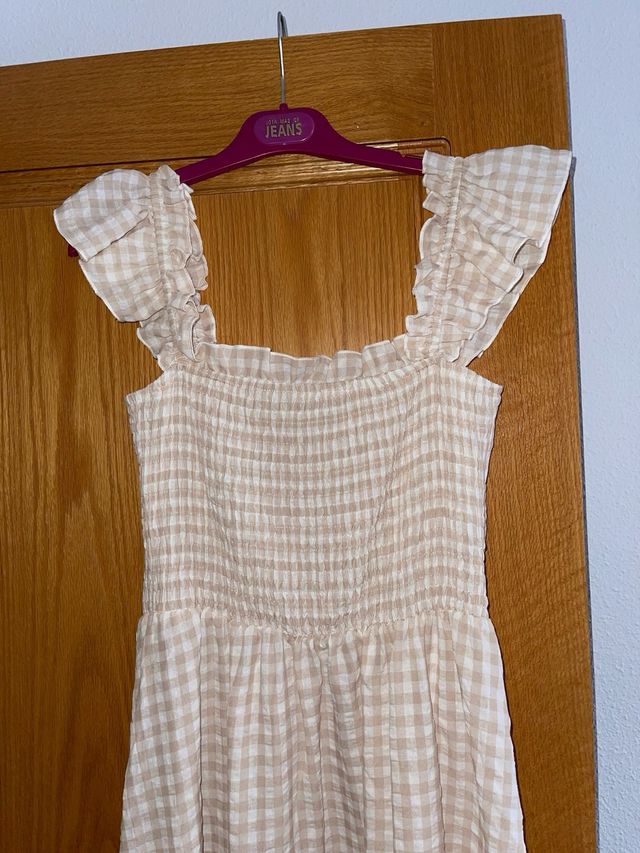 Vestido Vichy beige verano