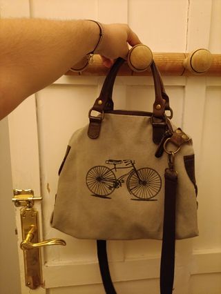 Bolso bici gris y marrón