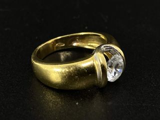 anillo oro 18k con piedra con circonita