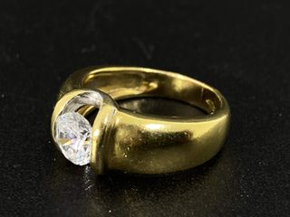 anillo oro 18k con piedra con circonita