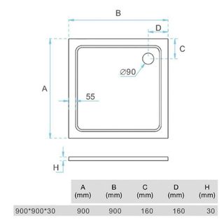Piatto doccia 90x90cm bianco