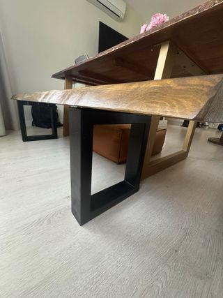 Banco rústico de madera y acero