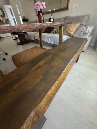 Banco rústico de madera y acero