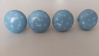 4 Pomos Cerámica Azul con Lunares Cajones Armarios