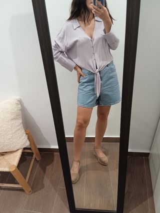 Blusa Zara lila - Nudo delantero