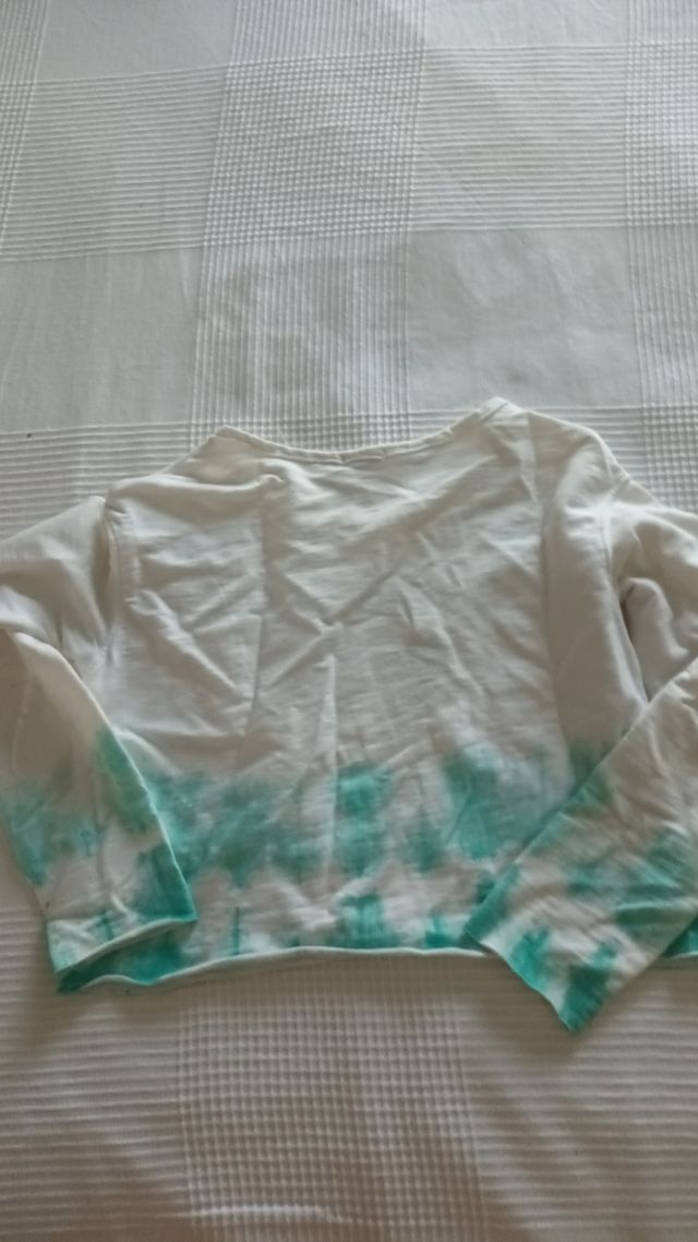 Sudadera Bershka S - blanca y verde agua