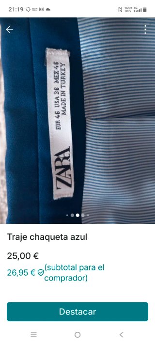 Traje azul hombre