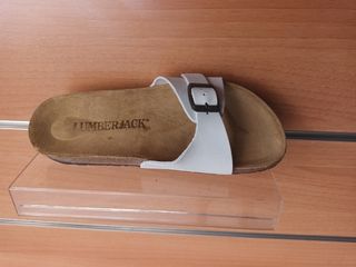 Sandalias Lumb. Piel Blancas y beige una y dos heb