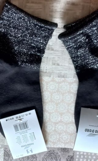 Calze Sogno d'oro in lurex nere, con cartellino