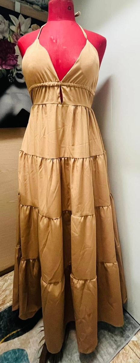 Vestido largo - marrón y rosa