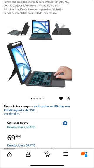 Funda teclado en español iPad Air /Pro M2 11” 2024