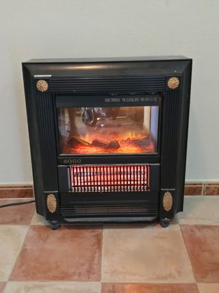 Chimenea eléctrica SOGO negra y dorada