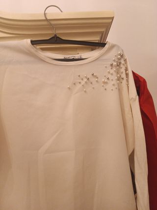 Blusa blanca perlas