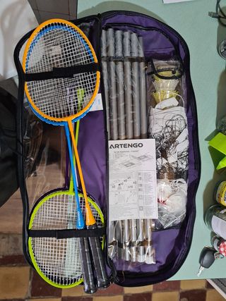 Set de bádminton completo con 4 raquetas