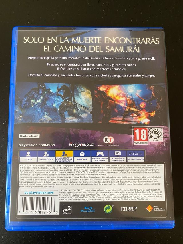 Nioh PS4 (PlayStation 4) - Juego Completo