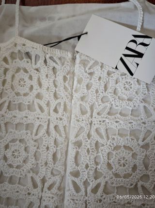 Vestido crochet Zara blanco talla S