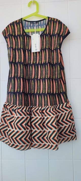 Vestido Zara M - Negro/Rosa