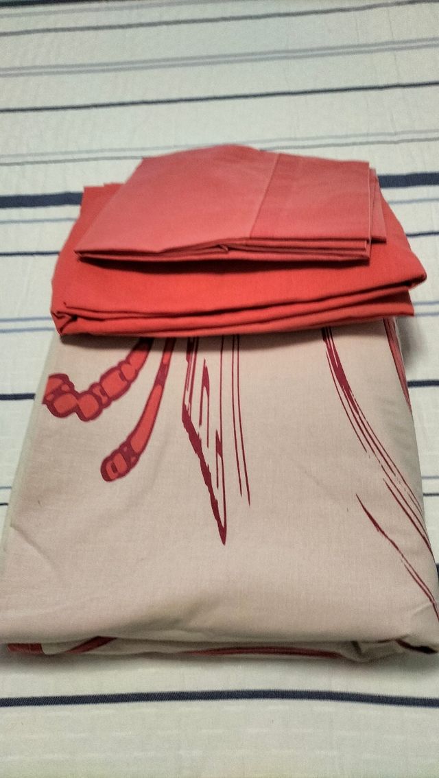 Funda nórdica 90cm - Beige y naranja