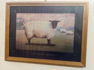 Quadro con paesaggio e pecore