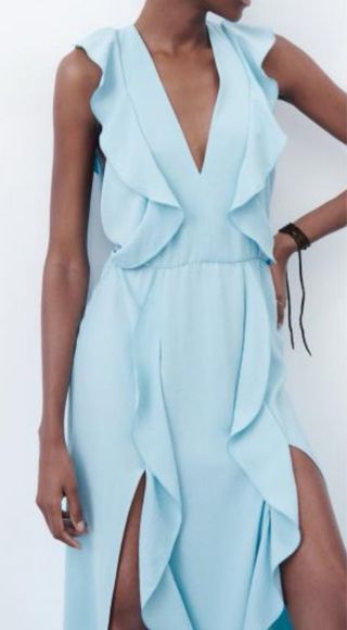 Vestido midi Zara celeste