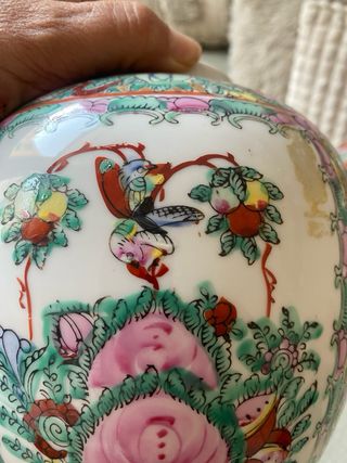 2 Jarrones porcelana china + 5 platillos