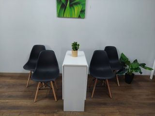 Mesa plegable Cambria + 4 sillas negras