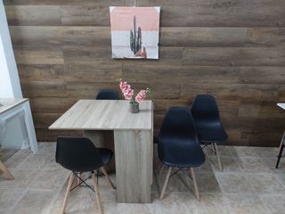 Mesa plegable Cambria + 4 sillas negras