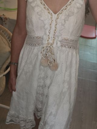 Vestido boho blanco talla XS