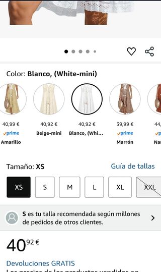Vestido boho blanco talla XS