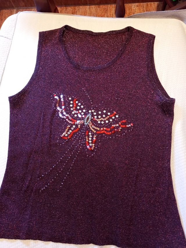 Top Brillante Mujer - Púrpura