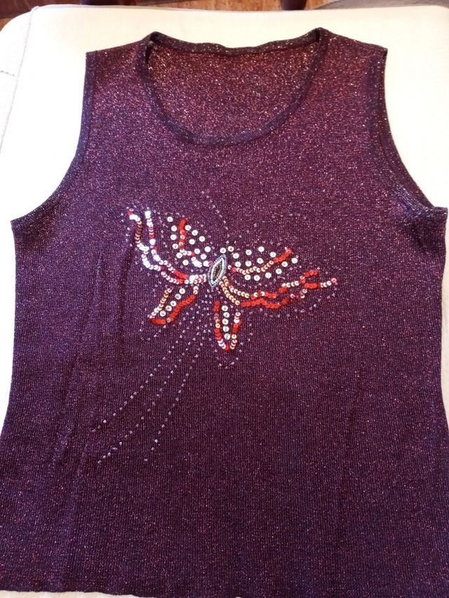 Top Brillante Mujer - Púrpura