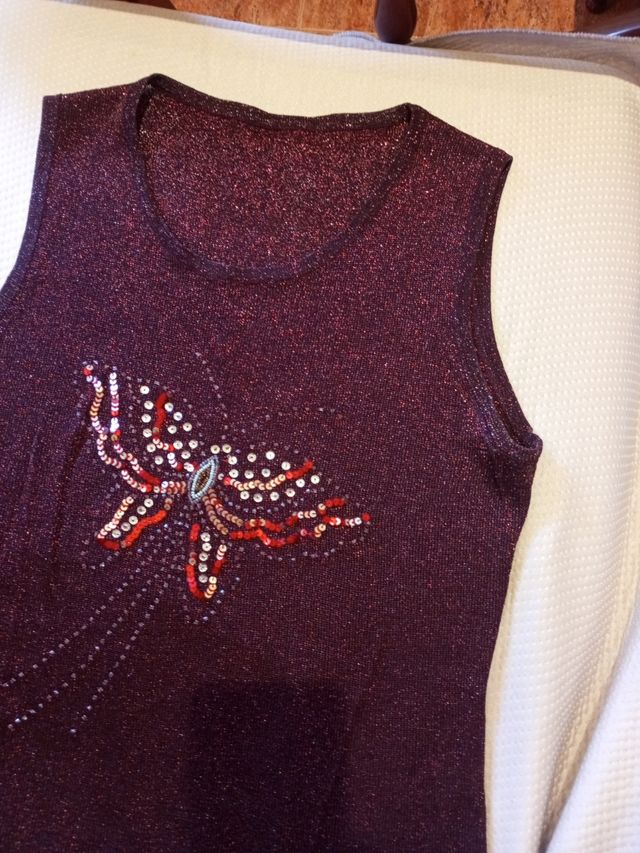 Top Brillante Mujer - Púrpura