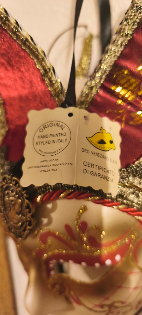 Maschera Veneziana di carta pesta Arlecchino Vinta