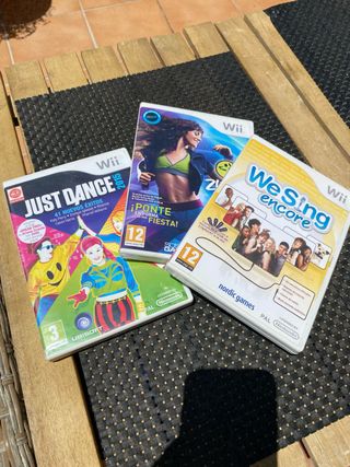 3 juegos Wii: Just Dance, Zumba, We Sing