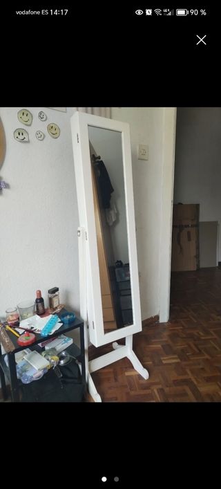 Espejo tocador blanco con almacenaje