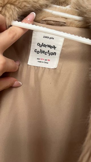 Chaquetón pelo sintético marrón-rosa