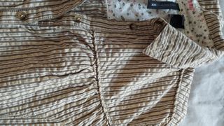 Vestido MNG rayas beige M
