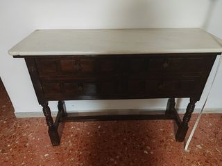 Taquillón madera-mármol antiguo