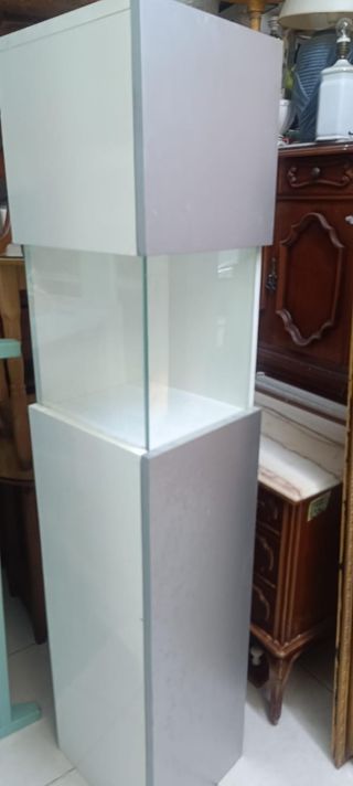 Vitrina blanca y plateada
