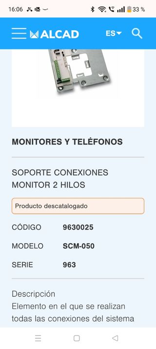 Monitor portero Alcad SCM-050