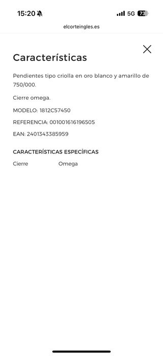 Pendientes oro 750 / 18k bicolor
