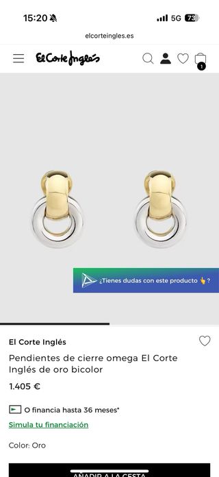Pendientes oro 750 / 18k bicolor