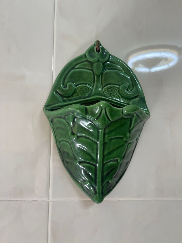 Vaso da Parete in Porcellana Vintage Verde