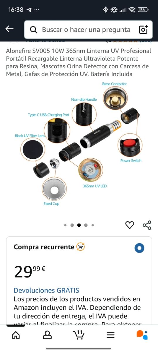 Linterna UV Alonefire SV005 10W