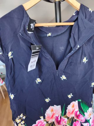Vestido Wallis floral negro/rosa