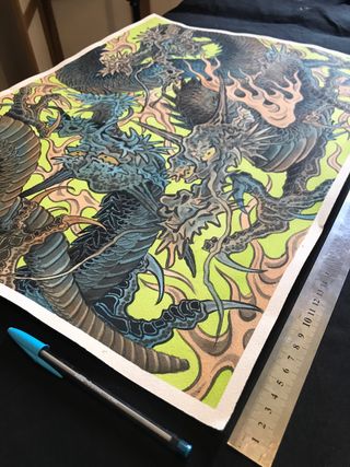 Pintura dragones - Arte original